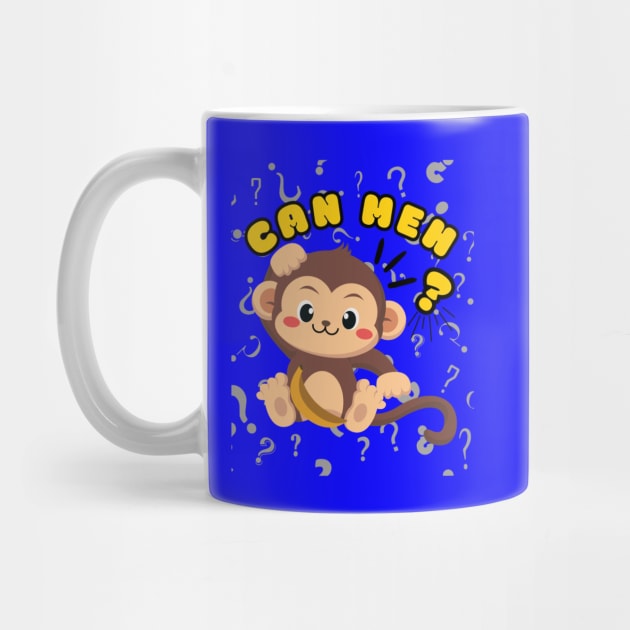 Cute Monkey Black Can Meh Singlish Mug by Owl Canvas